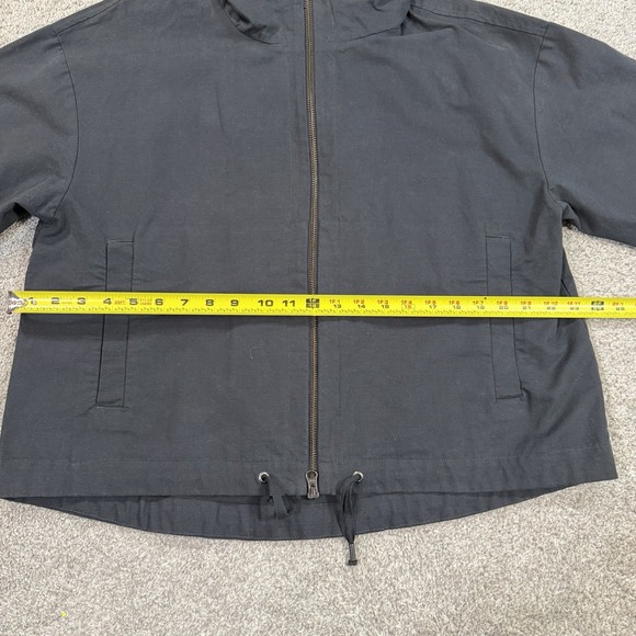 Eileen Fisher Hooded Full Zip Jacket PS Black Organic Cotton Hemp Minimalist - Picture 5 of 6